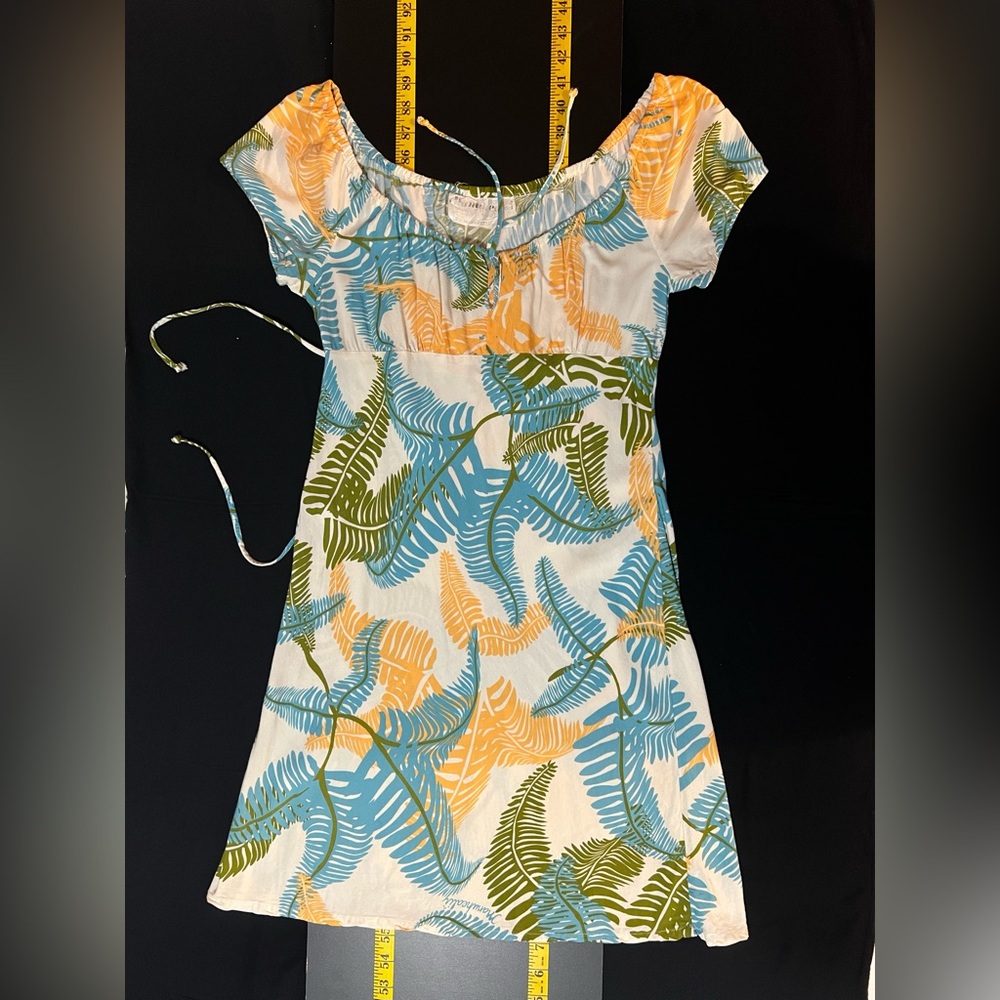 Manuhealii Blue Green Scoop Neck Puff Sleeve Sundress! Pls read description!